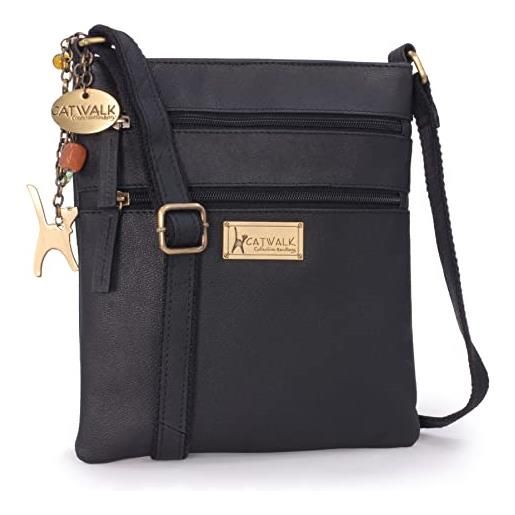 Catwalk Collection Handbags - vera pelle - piccolo borsa a tracolla/borse a mano/messenger/borsetta donna - per i. Phone - nadine - rosso