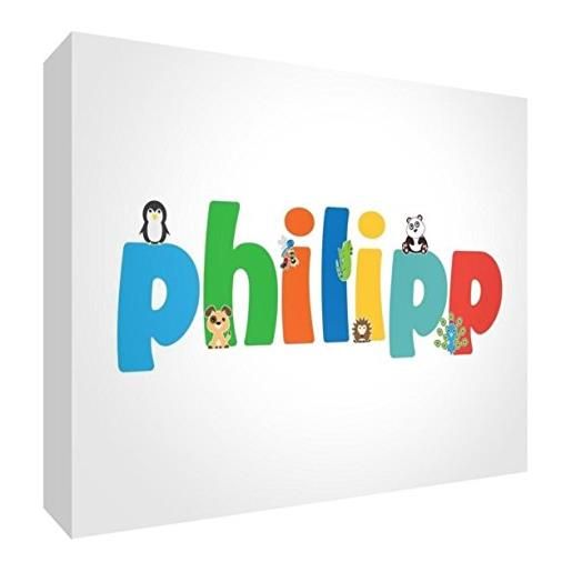 Little Helper philipp-a5blk-15de - tokie per bambini, con diamanti lucidati, personalizzabili con nome di ragazzo, philipp, misura grande, 15 x 21 x 2 cm