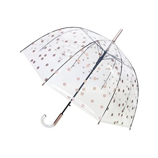 SMATI ombrello lungo da donna con pois, apertura automatica, trasparente/ rame/argento