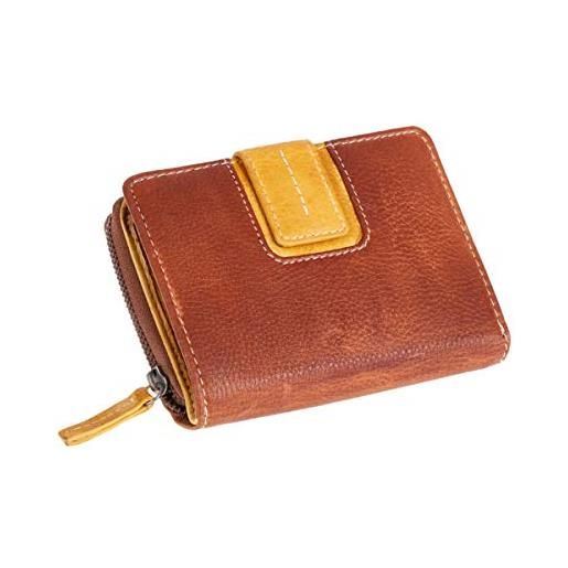 MIKA mika accessori da viaggio- portafogli, ca. 13 x 9,5 3,5 cm, braun - gelb