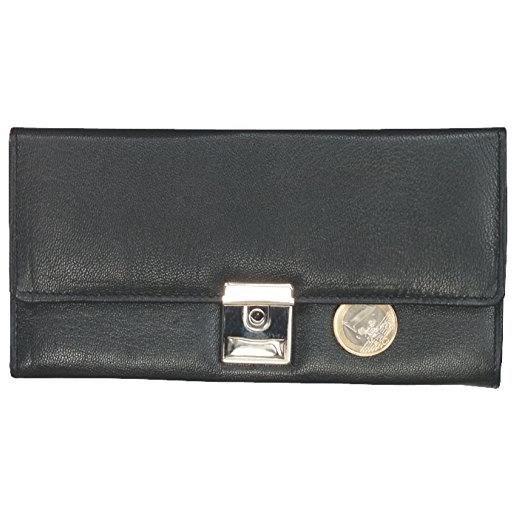 ALASSIO lightpak alassio 42080 - portafoglio da cameriere con catena in metallo e moschettone, in nappa, ca. 18,5 x 9,5 x 3 cm, colore: nero