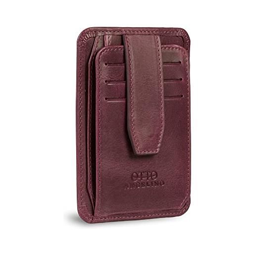 Otto Angelino rfid blocking minimalist men's wallet - slim, italian leather credit card holder and zippered coin slot