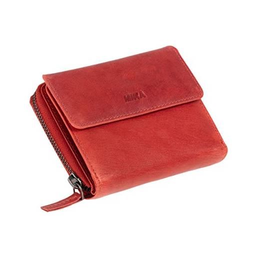 MIKA 42171 - portamonete da donna in formato verticale, 9 scomparti per carte di credito, 5 scomparti per banconote e 2 scomparti per monete, colore: rosso, circa 13 x 10 x 2,5 cm
