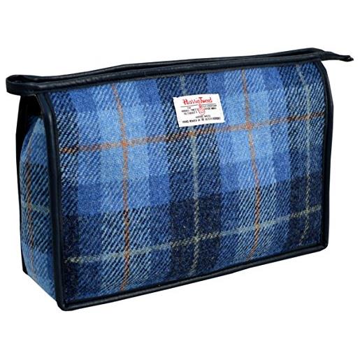Vagabond Bags Ltd vagabond bags harris tweed blue check large holdall bag beauty case, 28 cm, blu (mid blue)