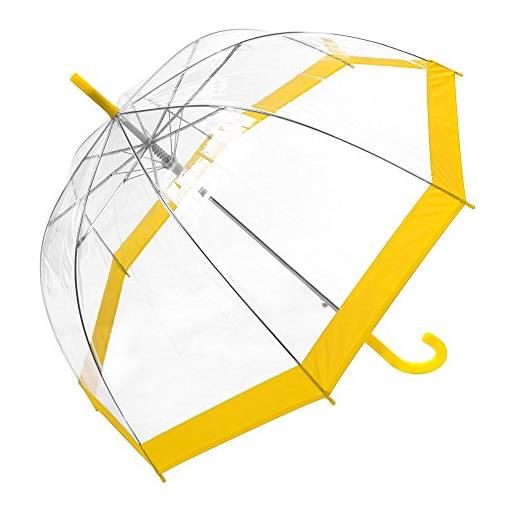 Susino parapluie droit ouverture automatique - transparent avec bordure jaune ombrello classico, 88 cm, 85 liters, giallo (jaune)