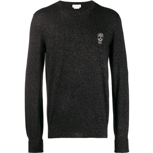 Alexander McQueen maglione lamé con teschio - nero