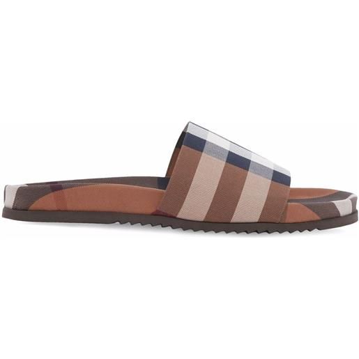 Burberry sandali slides a quadri - marrone