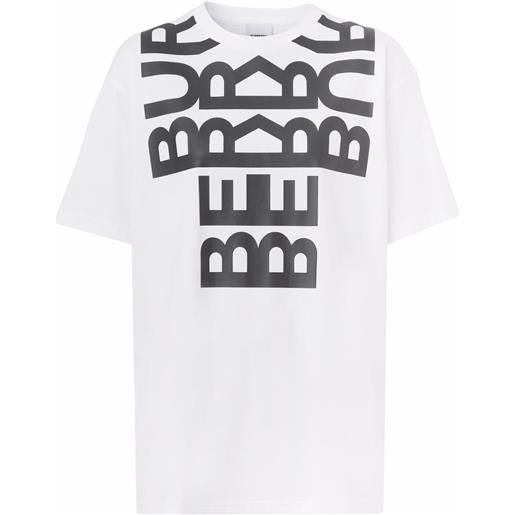 Burberry t-shirt con stampa oversize - bianco