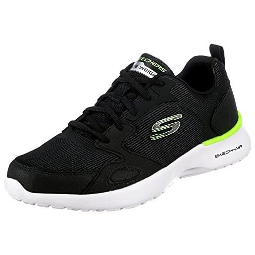 Skechers skech-air dynamight venturik, scarpe da ginnastica uomo, nero sintetico tessile lime trim, 41 eu