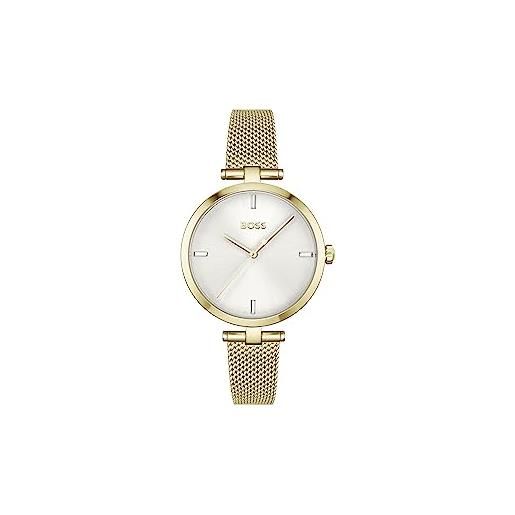 Boss orologio analogico al quarzo da donna con cinturino in maglia metallica in acciaio inossidabile dorato - 1502586