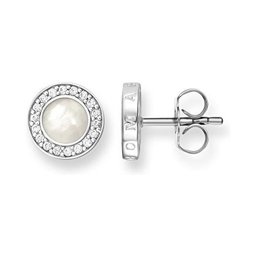 Thomas Sabo orecchini donna a bottone con zirconi in madre. Perla bianchi in argento 925 placcato oro h1861-030-14