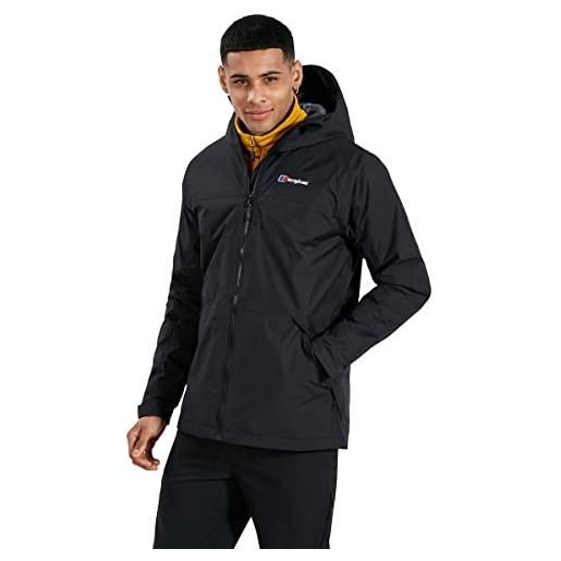 Berghaus deluge pro 2.0-giacca impermeabile isolante, regolabile, resistente, protezione dalla pioggia, shell uomo, nero, l
