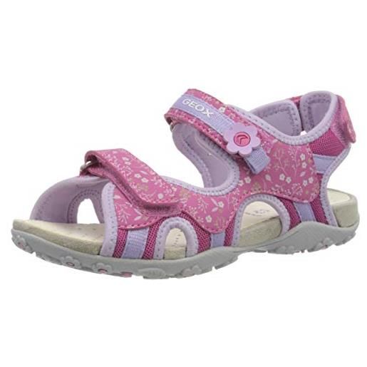 Geox jr sandal roxanne c, sandali punta aperta, bambina, rosa (fuchsia/lilac c8257), 24 eu