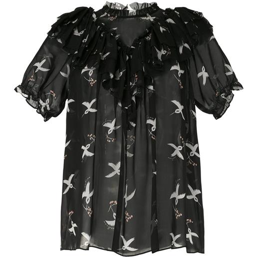 Macgraw blusa migration bird print - nero