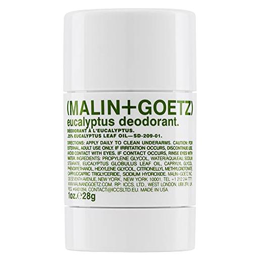 Malin and goetz deodorante all'eucalipto, da viaggio, formato unico, colore: bianco