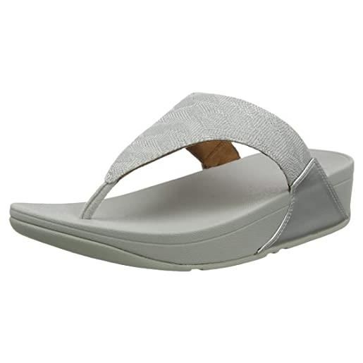 Fitflop lulu glitz toe-post sandals, ciabatte donna, argento, 38 eu