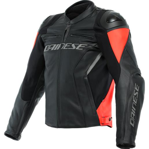 DAINESE giacca pelle racing 4 leather nero rosso fluo - DAINESE 46