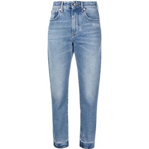 Off-White jeans crop con stampa - blu