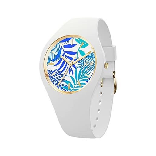 Ice-watch - ice flower turquoise leaves - orologio bianco da donna con cinturino in silicone - 020517 (medium)
