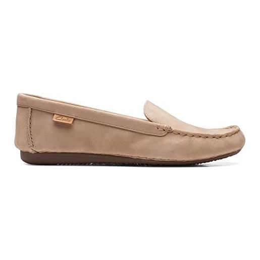 Clarks freckle walk, mocassino da donna, beige (sand nubuck), 35.5 eu