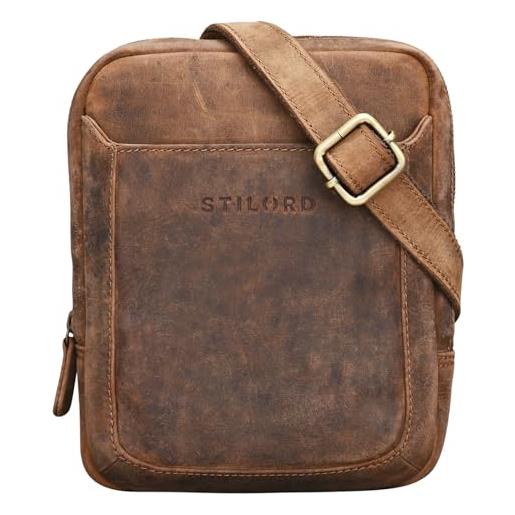 STILORD 'costa' borsello piccolo uomo in pelle borsa tracolla piccola vintage messenger bag per tablet da 8,4 pollici, colore: marrone medio