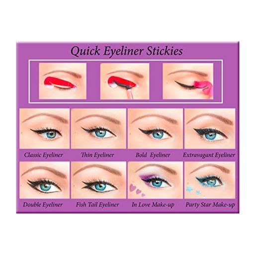 Quick Eyeliner Stickies - set completo di stencil per eyeliner, per un trucco veloce, 80 pezzi, de3, 50 g