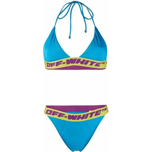Off-White set bikini a triangolo con banda logo - blu