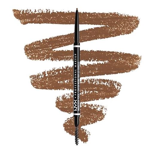Nyx professional makeup matita sopracciglia, micro brow pencil, due lati con matita automatica e scovolino, tonalità: auburn