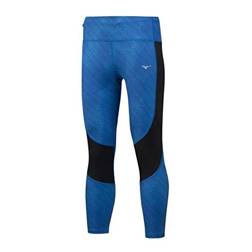 Mizuno impulse - leggings da donna, con stampa, colore: blu/nero, donna, pantaloni, j2gb9223-24, blu, s