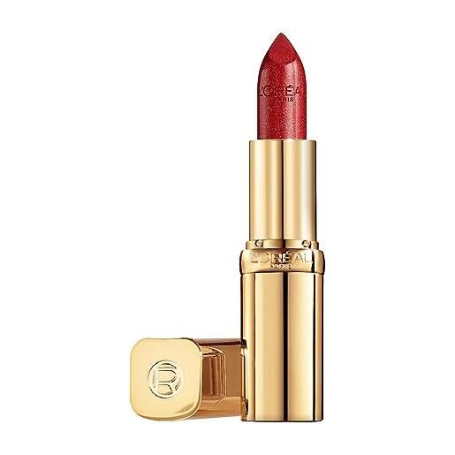 L'Oréal Paris make up rossetto lunga durata color riche, colore pieno, finish satinato, 345 cherry crystal, confezione da 1