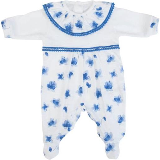 Fs - Baby tutina neonata nascita in cotone manica lunga - fiori blu