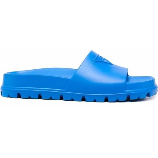 Prada sandali slides con logo goffrato - blu