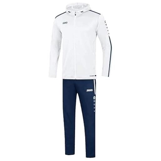 JAKO striker 2.0 - tuta da uomo con cappuccio, 4xl, colore: grigio pietra/bianco