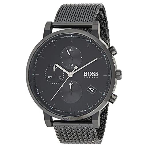 Boss orologio con cronografo al quarzo da uomo con cinturino in maglia metallica in acciaio inossidabile nero - 1513813