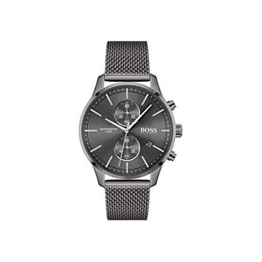 BOSS orologio con cronografo al quarzo da uomo collezione associate con cinturino in acciaio inossidabile, mesh, grigio (grey)