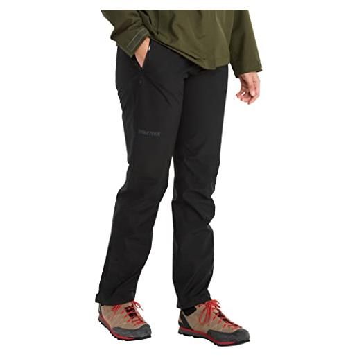 Marmot donna wm's minimalist pant, pantaloni antipioggia gore-tex impermeabili, pantaloni da escursione antivento, abbigliamento antipioggia traspirante per trekking, black, xl