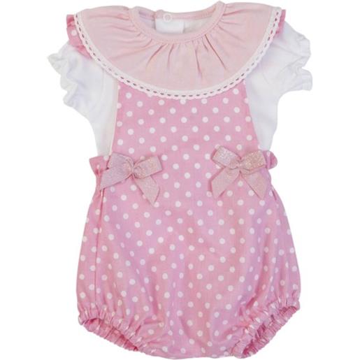 Fs - Baby pagliaccetto neonata salopette e body - pois rosa