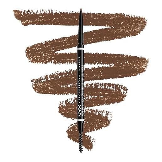 Nyx professional makeup matita sopracciglia, micro brow pencil, due lati con matita automatica e scovolino, tonalità: chocolate
