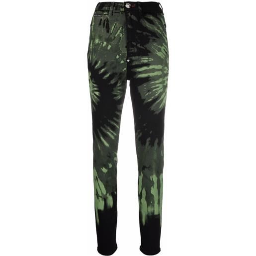 Philipp Plein jeans skinny con fantasia tie dye - verde