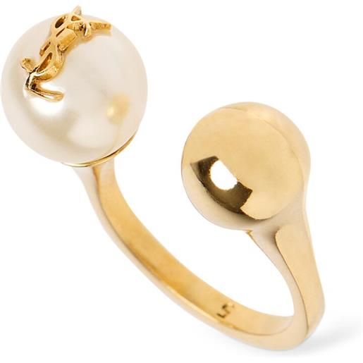 SAINT LAURENT anello bague boule ysl con perla d'imitazione