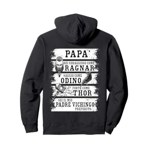 Retro Viking Runes＆Norse Mythology Cloth papà vichingo - festa del papà vichingo t-shirt (sul retro) felpa con cappuccio