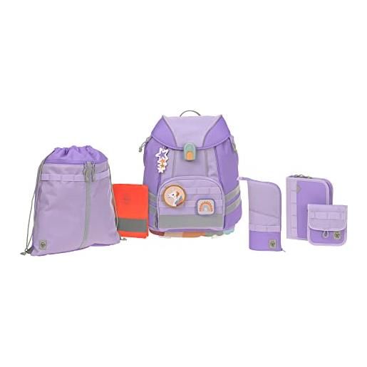 Lässig set di 7 zaini scuola per bambini/school set flexy unique, violet