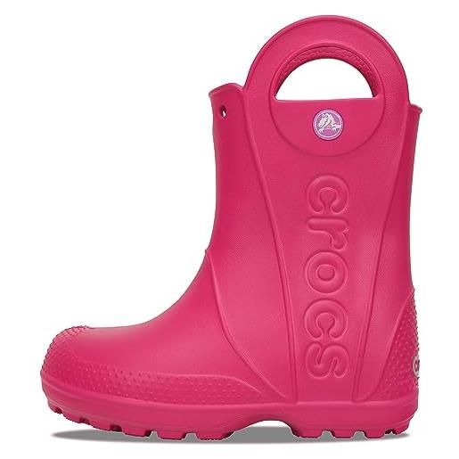 Crocs handle it rain boot kids, scarpe da barca unisex bambini e ragazzi, candy pink, 30 31 eu