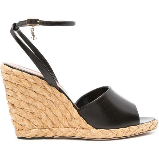 Saint Laurent sandali paloma con zeppa - nero