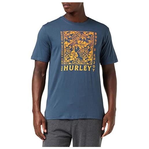 Hurley evd wash hana bay bomb tee ss maglietta, blu (monsoon blue), s uomo