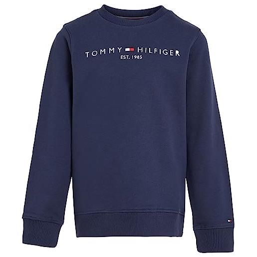 Tommy Hilfiger felpa bambini unisex essential sweatshirt senza cappuccio, nero (black), 8 anni
