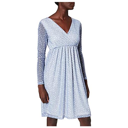 NA-KD recycled wrap mesh dress, abito in rete avvolgente riciclata, donna, blu/bianco (floreale bianco), 52