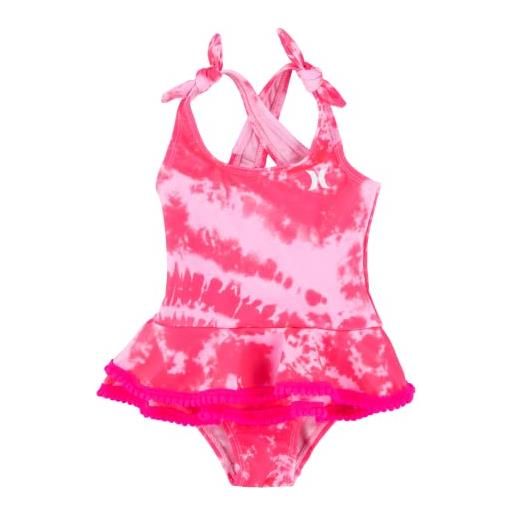 Hurley hrlg ruffle one piece swimsuit costume da bagno intero, rosa (hyper pink), 3 años bambina