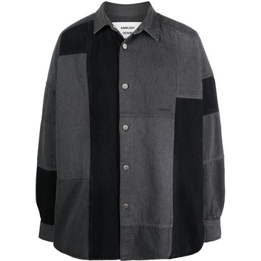 AMBUSH camicia denim con design patchwork - grigio