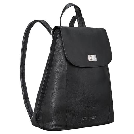 STILORD 'victoria ii' zainetto donna in pelle zaino in cuoio porta computer 13 pollici vintage pelle, colore: nero